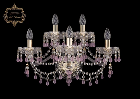 Бра Art Classic 10.24 10.24.3+2.200.XL.Gd.V7010 (220V, хрусталь, подвески, подсвечник, свеча)