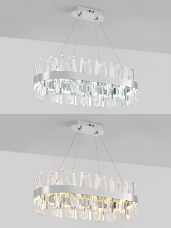 Подвесная люстра с таймером Natali Kovaltseva Smart Нимбы LED LAMPS 81251 (220V, хрусталь, пульт управления, управление смартфоном, на тросе)