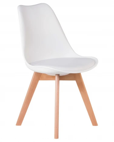 Стул обеденный JERRY SOFT (ножки светлый бук, цвет сиденья белый (W-02))