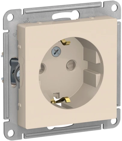 Розетка встраиваемая с заземлением и шторками (бежевый) Systeme Electric AtlasDesign ATN000245