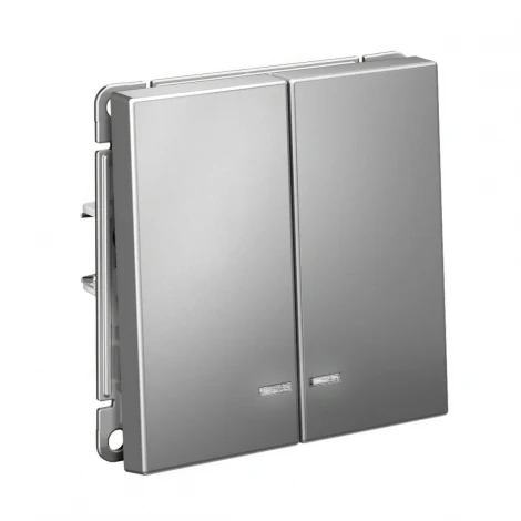 Выключатель двухклавишный с подсветкой (сталь) Systeme Electric GAL000953