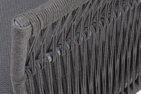 "Лугано" кресло плетеное из роупа, каркас алюминий темно-серый (RAL7024) муар, роуп темно-серый круглый, ткань темно-серая YB25-0027 4SIS арт.УТ-00009891