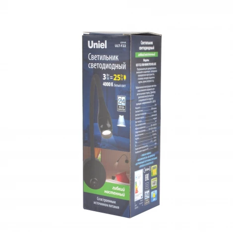 Спот Uniel ULT-F22-3W/4000K IP20 BLACK (LED, 220V, выключатель, для чтения)