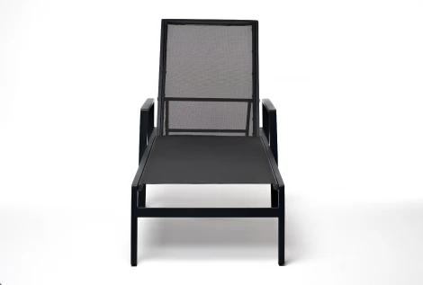"Парма" шезлонг из алюминия темно-серый (RAL7024) муар, ткань текстилен серая 4SIS арт.УТ-00007159