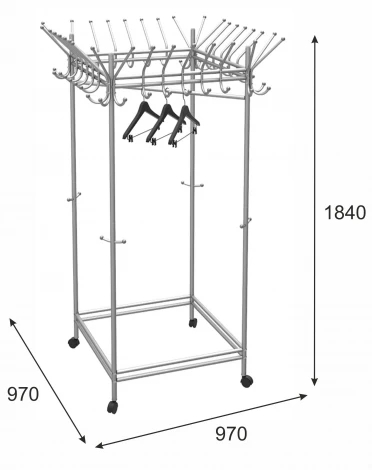 Вешалка напольная на колесах Пико 23 металлик от фабрики Mebelik