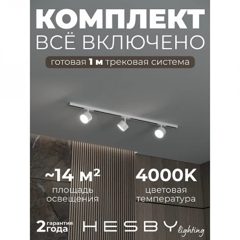 Трековая система в сборе однофазная накладная 220V 30W Hesby Lighting Skylite №13 HSBL_kompl_S013_NI1W4K