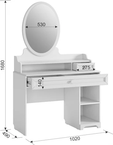 Белла Трюмо Mebelson (ЛДСП,МДФ,ПВХ,Зеркало/Белый) арт.SMB-13.1651