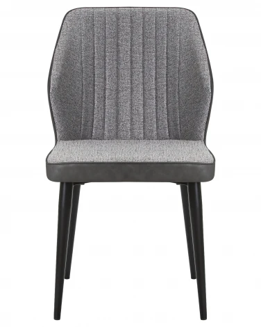 Стул обеденный KEVIN (черные матовые ножки, Сиденье серая ткань FC-09, Спинка антрацит кожзам RU-08)