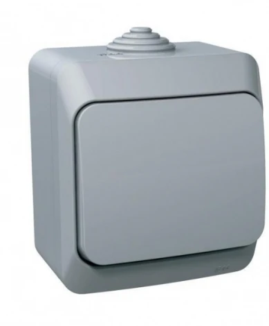 Выключатель накладной одноклавишный (серый) IP44 Systeme Electric Etude BA10-046C