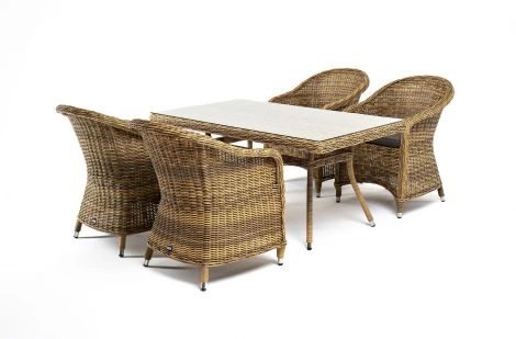 "Латте–140 R" обеденная группа плетеная, цвет соломенный 4SIS арт.УТ-00007283