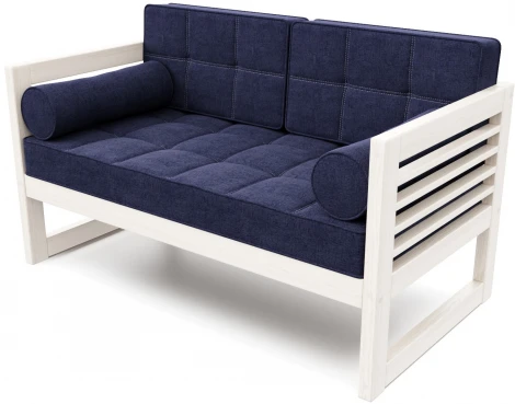 Диван Arsko прямой Сега М беленый дуб рогожка синяя