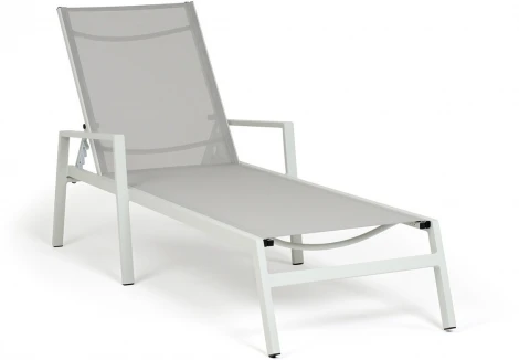 "Парма" шезлонг, каркас алюминий светло-серый (RAL7035) муар, ткань текстилен темно-серая 4SIS арт.УТ-00010210