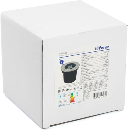 Встиваемый светодиодный свтельник (грунтовый) Feron SP2801 48452 3W, AC12-24, низковольтный, 3000К, черный, Dвн.диаметр:70m (круглые, IP67)