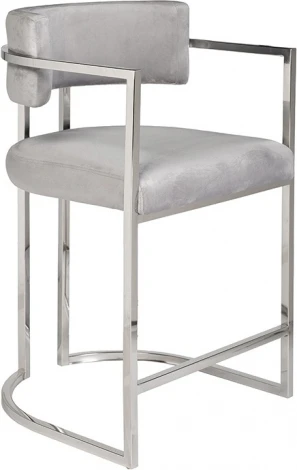Стул полубарный велюр серый/хром 52*55*91см Garda Decor арт.76AR-60337