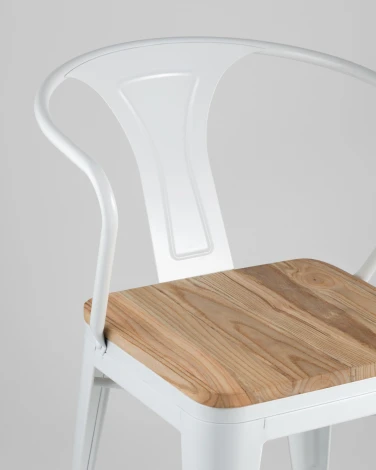 Стул Stool Group TOLIX ARM WOOD с подлокотниками белый УТ000001863