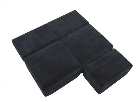 Диван прямой модульный с пуфом Лига-060 НПБ (ЛДСП,Брус,Фанера/Пластик/Велюр/Темно-серый) Лига Диванов 129659