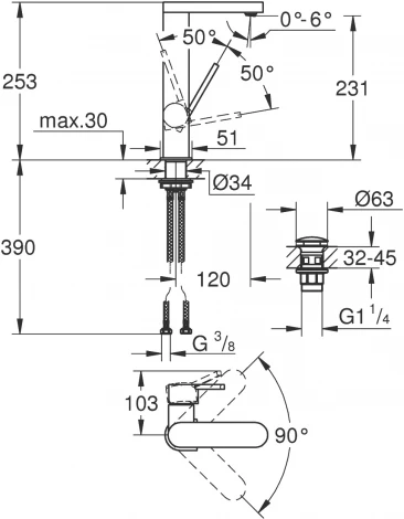 Смеситель Grohe Plus 23873003 для раковины