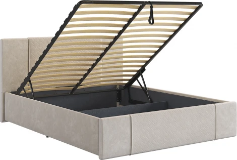 Кровать с подъемным механизмом Хлоя 160х200 см Mebelson (ДСП,Ткань/Кремовый) арт.ZP.KM1.6-24.2081