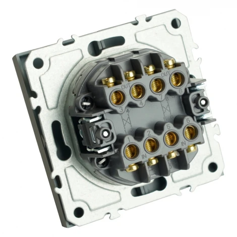 Переключатель двухклавишный перекрестный (платиново-серый, soft touch) Stekker Эмили 50166