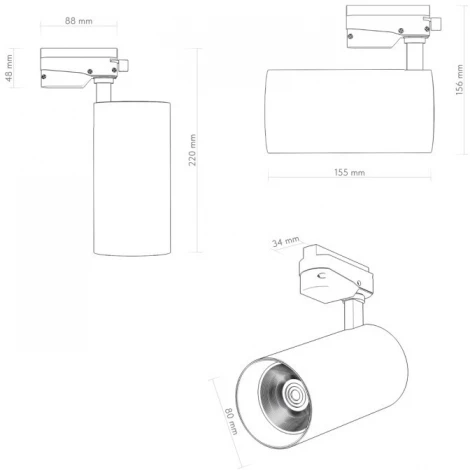 Трековый светильник однофазный 220V Denkirs Solid Koper DK6455-BK (LED)