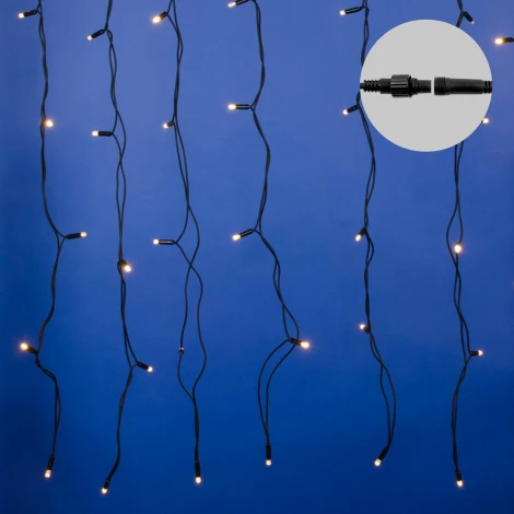 Занавес светодиодный с эффектом мерцания, 3х2м, соединяемый. 384 светодиода, теплый белый свет Uniel ULD-C3020-384/TBK WARM WHITE IP67