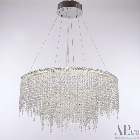 Подвесная люстра светодиодная APL LED Sicilia SH02.73.2D.B.Ni.4000 (220V, хрусталь, на тросе)