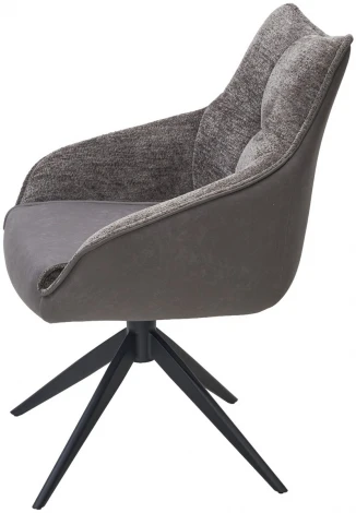 Стул FABIAN 360 град. поворот. MONA-464 Серый, PU/ STEAM-132 Серый, ткань / черный каркас, ®DISAUR (арт.635M05600)