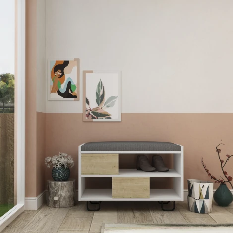 Обувница TROY BENCH (Дерево/Белый) LEVE