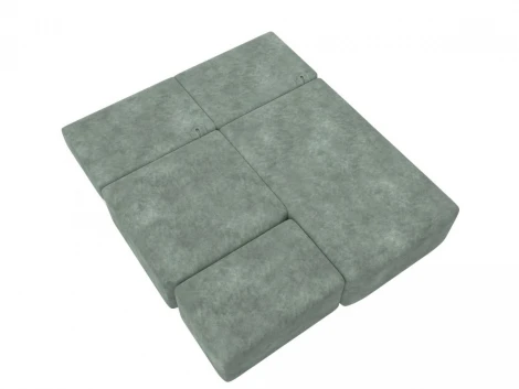 Диван угловой модульный с пуфом Лига-060 НПБ угол универсальный (ЛДСП,Брус,Фанера/Пластик/Велюр/Зеленый) Лига Диванов 129695