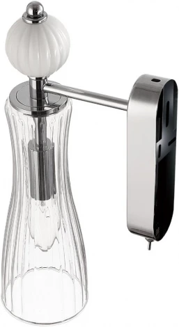 Бра с выключателем Lumion Emily 8268/1W хром/белый/прозрачный, металл/керамика/стекло Е14 1*40W 220V