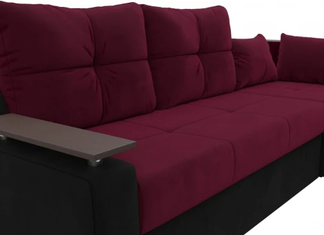 Диван угловой Кронос правый угол (Бордовый,Черный/Микровельвет) Лига Диванов арт.114621