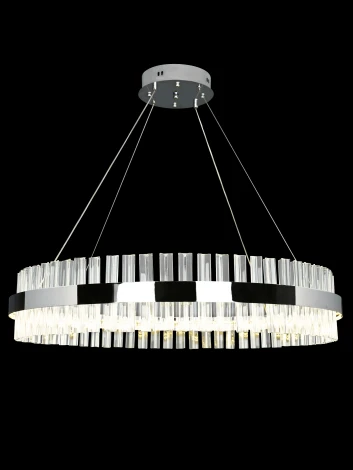 Подвесная люстра с таймером Natali Kovaltseva INNOVATION STYLE 83014 (LED, 220V, хрусталь, пульт управления, управление смартфоном, умный дом - LampSmart, на тросе, кольцо)