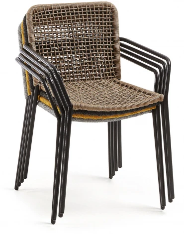 Стул уличный La Forma (ex Julia Grup) Ellen (Коричневый,Бежевый,Черный/ Сталь,Веревка)