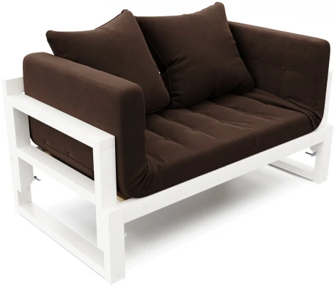 Кушетка Arsko Амбер белая эмаль шоколадный велюр