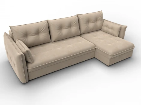 Диван угловой Лига-100 НПБ угол универсальный (ДСП,Фанера/Пластик/Велюр/Бежевый) Лига Диванов 133678