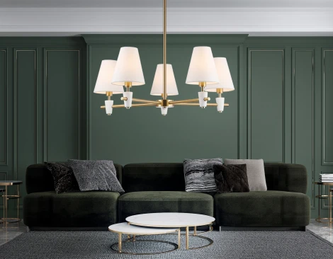 Потолочная люстра на штанге с абажурами и мрамором Ambrella Ceramo Classic LH75044