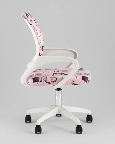 Кресло офисное TopChairs Simple SN Junior принт Pink Cats пластик белый TopChairs УТ000042084