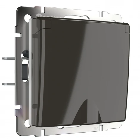Розетка влагозащ. с зазем. с защит. крышкой и шторками (серо-коричневый) W1171207 (a050839)