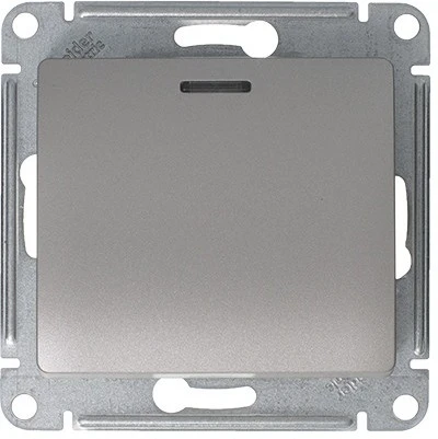 Выключатель встраиваемый одноклавишный с подсветкой (платина) Systeme Electric Glossa GSL001263