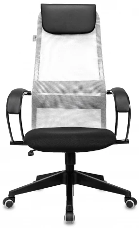 Кресло руководителя CH-607 светло-серый TW-02 сиденье черный сетка/ткань с подголов. крестов. пластик Бюрократ CH CH-607/LGREY