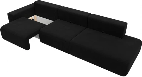 Диван прямой Лига-036 НПБ Модерн Лонг подлокотник слева (Черный/Микровельвет) Лига Диванов арт.121348L