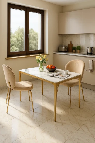 Стол обеденный Камео DT-3001, 105х70х76 см, белый мрамор (Статуарио)