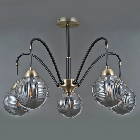 Потолочная люстра на штанге ILLUMICO IL0433-5PSQ-79 BK AB (220V, шар)