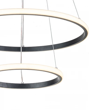 Подвесной светодиодный светильник ярусный Escada Euler 10228/2LED 68Вт, металл/силикон, черный (регулировка яркости, 220V, пульт управления, на тросе, кольцо)