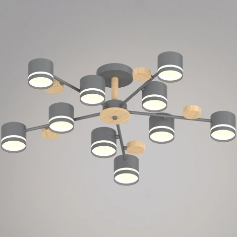 Потолочная люстра на штанге Reluce 68730-0.3-10 GX53 GREY+WOOD