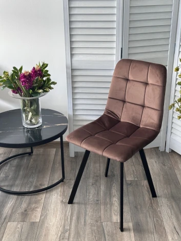 Стул M-City РИЧИ, цвет H-71 Шоколадный, велюр / черный каркас