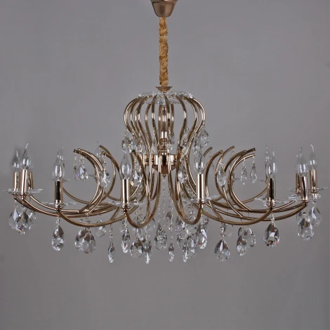 Подвесная люстра ILLUMICO IL2326-16POR-39 GD (220V, хрусталь, на цепи, подсвечник, свеча)