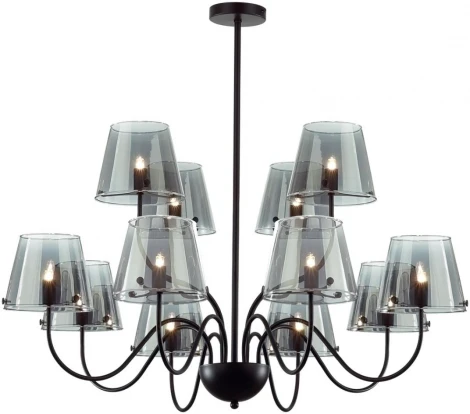 Потолочная люстра ярусная на штанге Lumion Smoky 6570/12C черный/дымчатый/металл/стекло G9 12*20W 220V