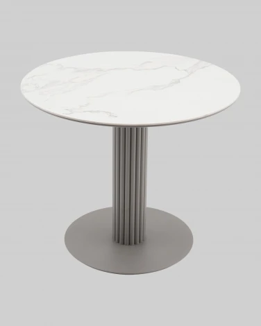 Стол круглый Терралино D90 верх керамика белый матовый, основание металл латте Stool Group арт.УТ000041594