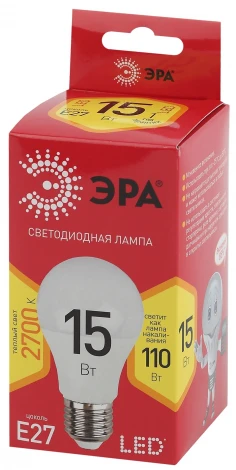 Лампочка светодиодная E27 15W ЭРА LED A60-15W-827-E27 R